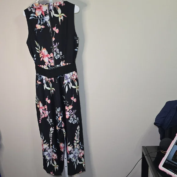 City Chic Black Floral Jumpsuit‎ Ladies Plus Sz XS/14 - Picture 4 of 4